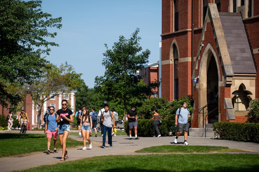 students walk on Medford campus