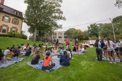  The SQUAD Pre-Orientation hosts a welcome BBQ on the lawn of the Africana Center.